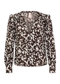 Only Petite, Femmes Chemisier 'ONLCATYTHALIA', brun fonc&eacute; / blanc