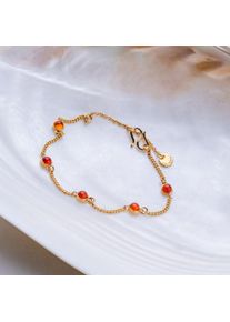 Holzkern Armbänder Damen Gold und Chalcedon