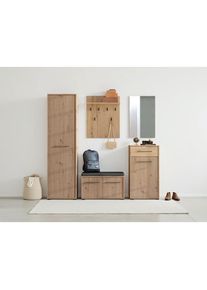 Inosign , Garderoben-Set »Landes, Flurmöbel, Breite 189 cm, in Artisan Eiche mit Streifen«, (Komplett-Set, 5 St.), (Set, 5-St) inkl. 2 Schränke,...