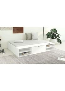 Home Affaire Stauraumbett »Cavan, Jugendbett, Podestbett, Futonbett, Made in EU«, (Breite/ Belastbarkeit: 120cm/200 KG, 90cm/ 100KG), inklusive Lattenrost, viel...