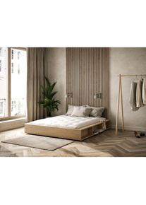 Futonbett »Ziggy, in mehreren Breiten, zertifiziertes Massivholz«, praktische Ablagefläche neben der Matratze, viel Stauraum , braun , Karup Design