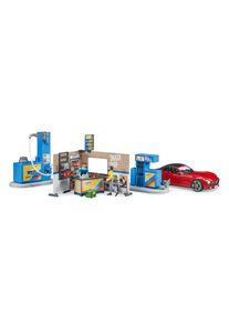 bruder bworld stazione di servizio con veicolo e accessori 1:16