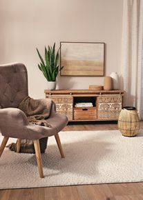 Windlicht mit Glaseinsatz in beige, 40 cm, bonprix