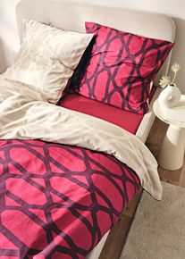 Parure de lit réversible à imprimé graphique en violet135x200 cm, Couleur/Motif: prune/beige, bonprix