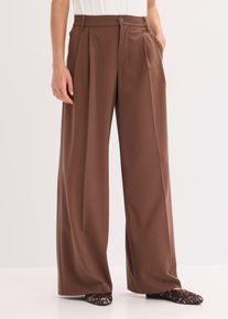 Bundfaltenhose aus fließendem Viskose-Mix in braun, Grösse 44, bonprix