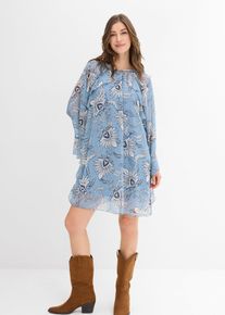 Tunika-Kleid aus strukturiertem Chiffon in blau, Grösse 44, bonprix