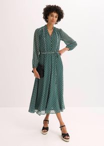 Chiffonkleid mit Kontrast-Pipings in schwarz, Gr&ouml;sse 42, bonprix