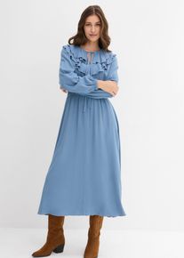 Maxikleid aus fließender Viskose in blau, Grösse 54, bonprix