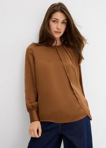 Bluse aus fließendem Satin in braun, Grösse 36, bonprix