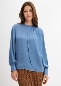 Bluse aus flie&szlig;endem Satin in blau, Gr&ouml;sse 54, bonprix