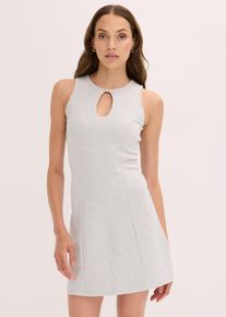 Minikleid mit Schmuck-Knopf in grau, Gr&ouml;sse 42, bonprix