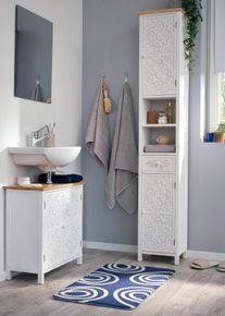 Tapis de bain avec mousse à mémoire de forme en bleu2 (Tapis pour WC suspendu), Couleur/Motif: bleu foncé imprimé, bonprix