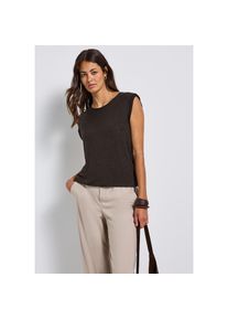 Street One, Unisex, Street One Shirttop mit Dekotapes, deep roast braun, 38, Shirt von Street One