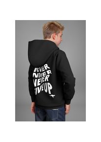Kangaroos, Herren, Kangaroos Kapuzensweatshirt &raquo;Spruch: NEVER GIVE UP&laquo;, Sweatshirt mit grossem R&uuml;ckendruck, schwarz, 152/158, Kapuzensweatshirt mit 