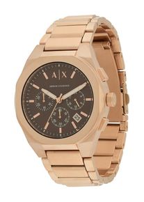 Armani Exchange, Hommes Montre à affichage analogique, brun foncé / or rose