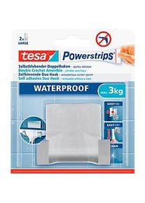 tesa Powerstrips Waterproof Duohaken Zoom, aus Edelstahl, für Feuchträume, max. 3 kg