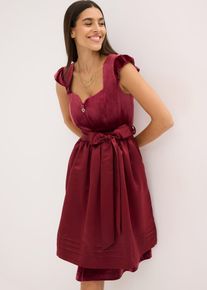 Dirndl avec tablier (ens. 2 pces) en rouge, Taille 46, Couleur/Motif: prune fonc&eacute;/rouge rubis, bonprix