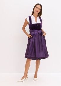 Dirndl mit Samt in Midil&auml;nge (2-tlg.Set) in lila, Gr&ouml;sse 40, bonprix