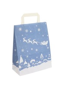 Papiertragetasche Weihnachten, blau/wei&szlig; gemustert, VE 25 Stk, LxBxH 280 x 105 x 220 mm, ab 20 VE ratioform