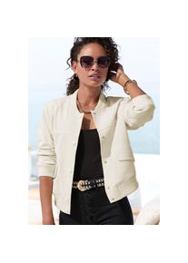 Lascana, Unisex, Lascana Bomberjacke mit Druckkn&ouml;pfen, Kurzjacke, sportlich-chic, creme, 46, Druckknopfleiste vorne