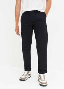 Relaxed Fit Stretch-Chinohose mit Bio Baumwolle Straight in schwarz, Gr&ouml;sse 64, 98% Baumwolle, bonprix