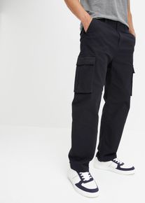 Loose Fit Stretch-Cargohose Straight in schwarz, Grösse 50, 98% Baumwolle, bonprix