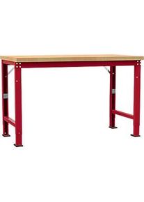 Manuflex Werkbank Profi Spezial, Tischplatte Multiplex, 1500 x 700 mm, rubinrot