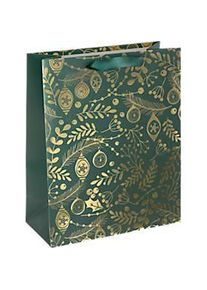 Sigel Geschenktasche "Golden Ornaments on green", Grösse L, 5 Stück