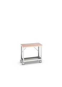 Mobile Werkbank Bott verso, Multiplex-Platte, 1 Ablageboden, mit Querstrebenset, B 1000 x T 600 x H 930 mm, RAL 7035 Lichtgrau