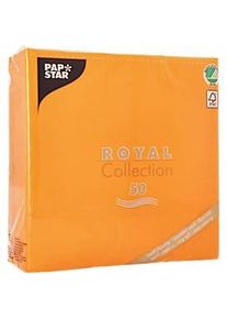 Servietten Papstar Royal Collection, 5 x 50 Stück, 1/4-Falz, Stoffoptik, 400 x 400 mm, Papier, orange