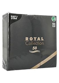 Servietten Papstar Royal Collection, 5 x 50 Stück, 1/4-Falz, Stoffoptik, 400 x 400 mm, Papier, schwarz