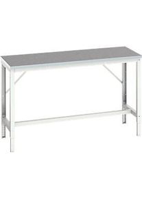Werkbank Bott verso, Linoleum-Platte, mit Querstrebenset, B 1500 x T 600 x H 780 - 930 mm, RAL 7035 Lichtgrau