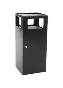 V-Part Ascher-Papierkorb Pyramide, Einwurföffnung 240 x 150 mm, Dreikantschloss, 70 Liter, B 385 x T 380 x H 880 mm, Stahl, schwarz