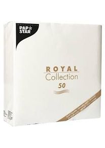 Servietten Papstar Royal Collection, 5 x 50 Stück, 1/4-Falz, Stoffoptik, 400 x 400 mm, Papier, weiss