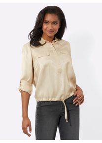 WITT Damen Langarm-Bluse in Viskose-Satin-Qualität, sand, Größe 48, 100% Viskose