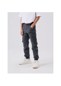 name it, Herren, Cargohose &raquo;NKMRYAN &ndash; Hose mit Cargo- und Seitentaschen&laquo; unifarben, casual, regular fit, Twill, lava smoke, 164, N-Gr, Cargohose von 
