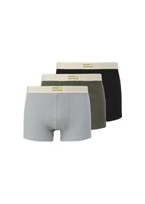 QS, Hommes Boxers, bleu marine / gris clair / vert