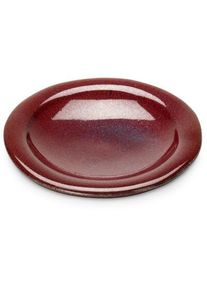 Lebensgemeinschaft Bingenheim Kerzenteller handget&ouml;pfert Dunkelrot