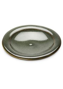 Lebensgemeinschaft Bingenheim Kerzenteller handget&ouml;pfert Dunkelgr&uuml;n