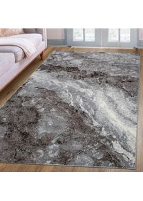 Teppich »Sonnenhang« rechteckig 9 mm Höhe mit besonders weichem Flor, Kurzflor, modernes Marmor Design , grau , my home , Obermaterial: 100%...