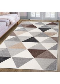 Teppich »Berlad Geo« rechteckig 9 mm Höhe mit besonders weichem Flor, Kurzflor, modernes geometrisches Design , beige , my home , Obermaterial:...