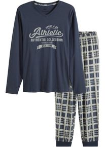 Pyjama aus reiner Bio-Baumwolle mit langen Ärmeln in blau, Grösse 60/62 (XXL), 100% Baumwolle, bonprix