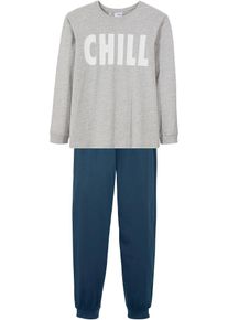 Pyjama mit weicher Bio-Baumwolle (2-tlg. Set) in grau, Grösse 176/182, 100% Baumwolle, aus über 80% Baumwolle, bonprix
