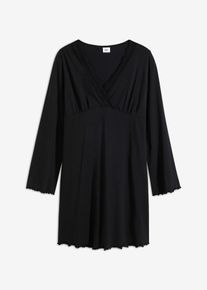Nachthemd mit zarter Spitze in schwarz, Grösse 52/54 (XXL), 95% Baumwolle, bonprix