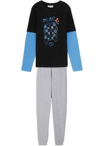 Pyjama mit weicher Bio-Baumwolle (2-tlg. Set) in schwarz, Grösse 164/170, 100% Baumwolle, bonprix