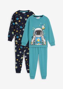 Pyjama aus reiner Bio-Baumwolle (4-tlg. Set) in blau, Grösse 116/122, 100% Baumwolle, bonprix
