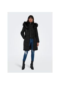 Only, Unisex, Only Steppmantel »ONLNEWLINETTE FUR HOOD COAT OTW«, schwarz detail:schwarz, S, Puffercoat von Only