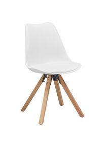 Mid.you Stuhl , Weiss , Holz, Kunststoff, Textil , Eiche , massiv , eckig , 48.5x84x55 cm , Esszimmer, Esszimmerserien