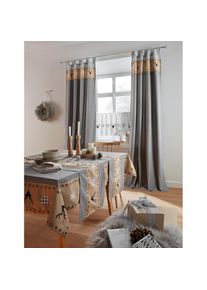Tischläufer »Xaver«, (1 St.), Karo-Design, Bio Baumwolle, Herz, Landhaus, Hirsch , grau , my home