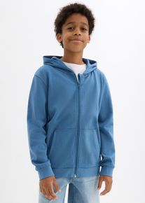 Kapuzen-Sweatjacke aus weichem Baumwoll-Mix in blau, Gr&ouml;sse 140/146, bonprix